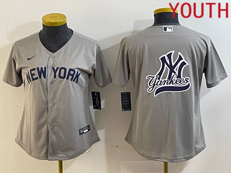 Youth New York Yankees Blank Grey Nike Game 2024 MLB Jersey style 5
